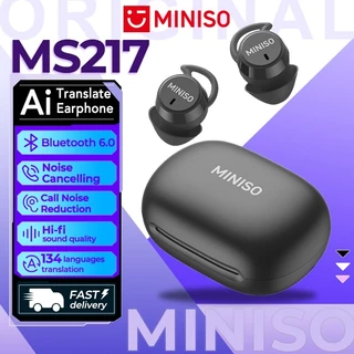 MINISO MS217 หูฟังแปลภาษาด้วย AI หูฟังบลูทูธ 6.0 แปลภาษาได้สองทาง 134 ภาษา หูฟังไร้สาย ระบบตัดเสียงรบกวน ENC คุณภาพเสียง HiFi กันน้ำ น้ำหนักเบา