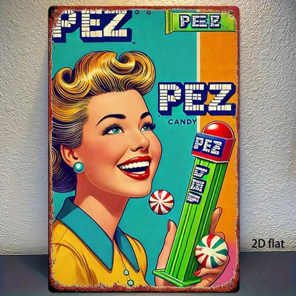 CIFbuy Vintage ดีบุกป้ายโลหะ Pez Candy Retro Wall Art Decor 8x12 นิ้ว Rustic Home Man Cave ของขวัญ