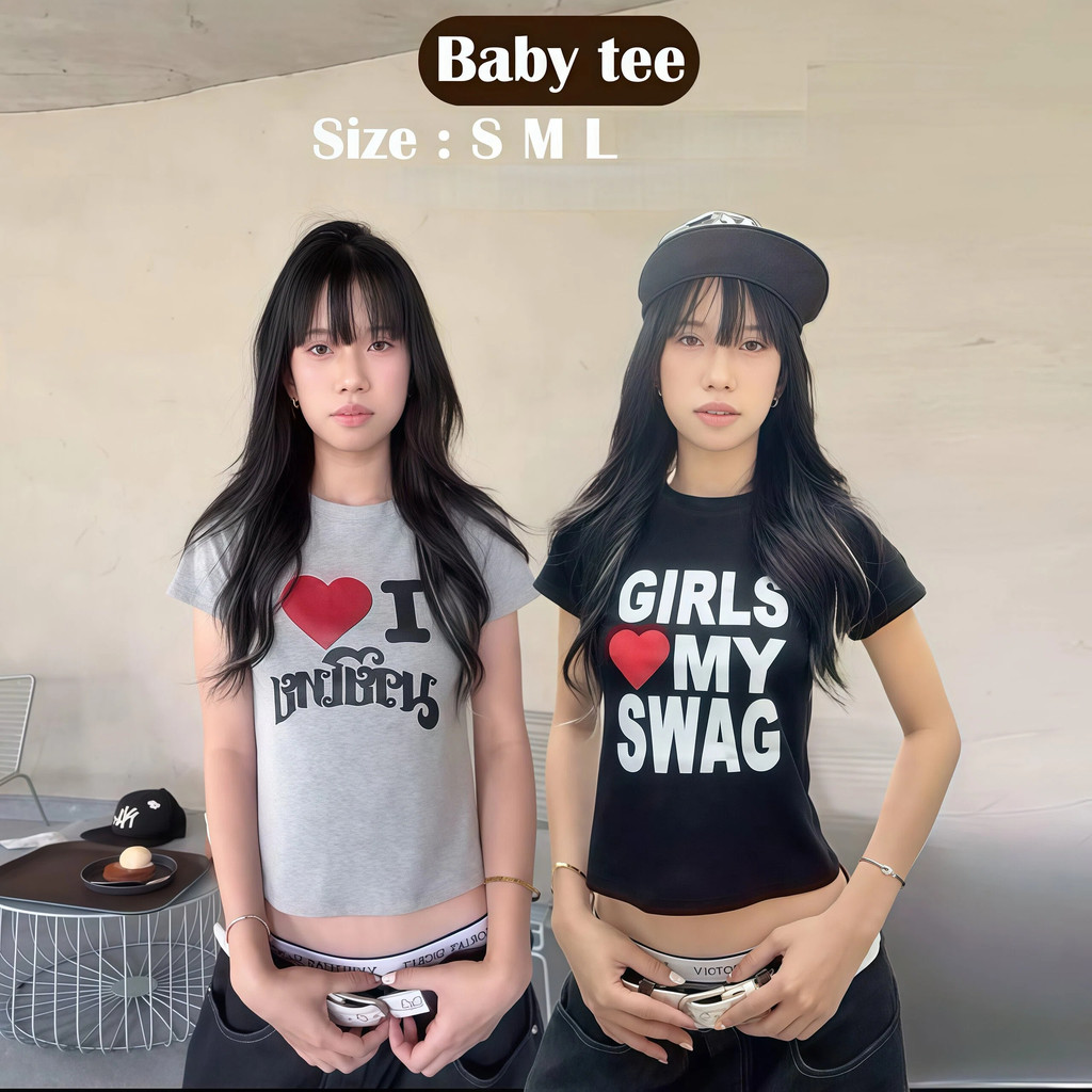 BOOM Baby Tee 3 size S-L สกรีนลาย ทรงสวย เก็บทรงดูผอม ผ้าคอตตอลยูนิ เนื้อนุ่ม ใส่สบาย ยืดได้เยอะ