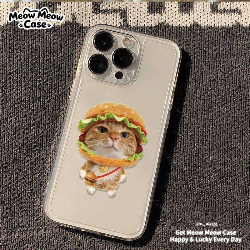 แมวส้มแฮมเบอร์เกอร์น่ารัก เคสสำหรับ iPhone 14 13 12 11 16 Pro Max 15 Plus Xs Max XR 7 Plus TPU Phone Case