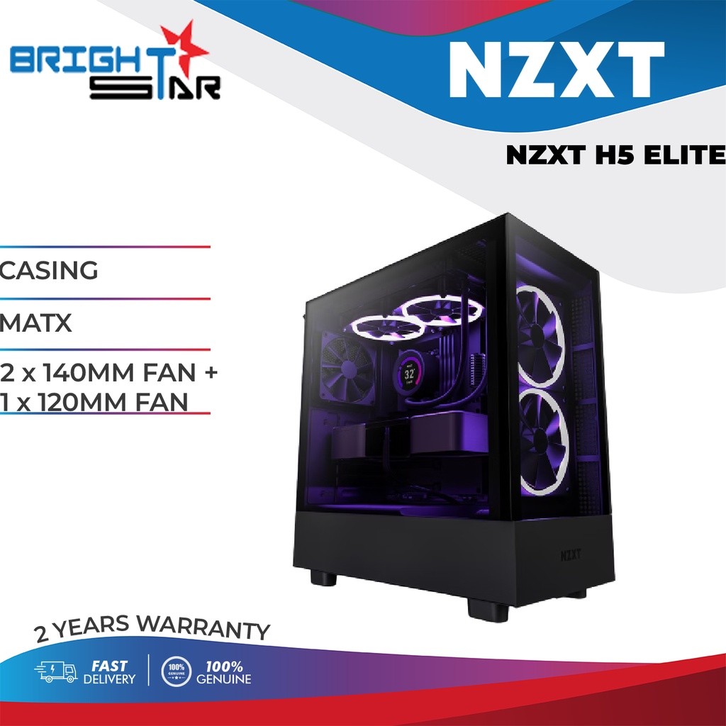 NZXT H5 ELITE MATX PC Case - สีดํา/ขาว