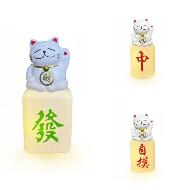 Luminous Mahjong Lucky Cat ชุดตกแต่งเค้ก Light Up Fortune เครื่องประดับแมวสําหรับงานปาร์ตี้ขนมหวาน Props