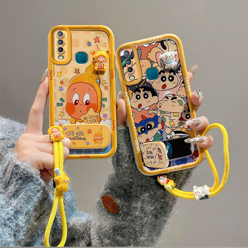 เคส For Vivo Y17 / Y15 / Y12 tpu JMZJ หรูหรากระจกขาตั้ง Lanyard เคสโทรศัพท์ A2o