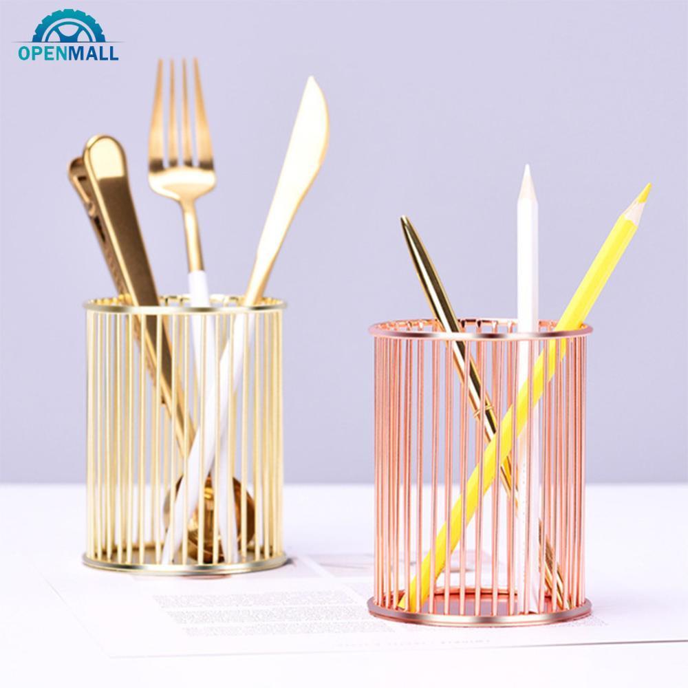 OPENMALL Multi-function Desktop Pen Holder Office School Storage Case metal Gold Rose Gold Box Desk 