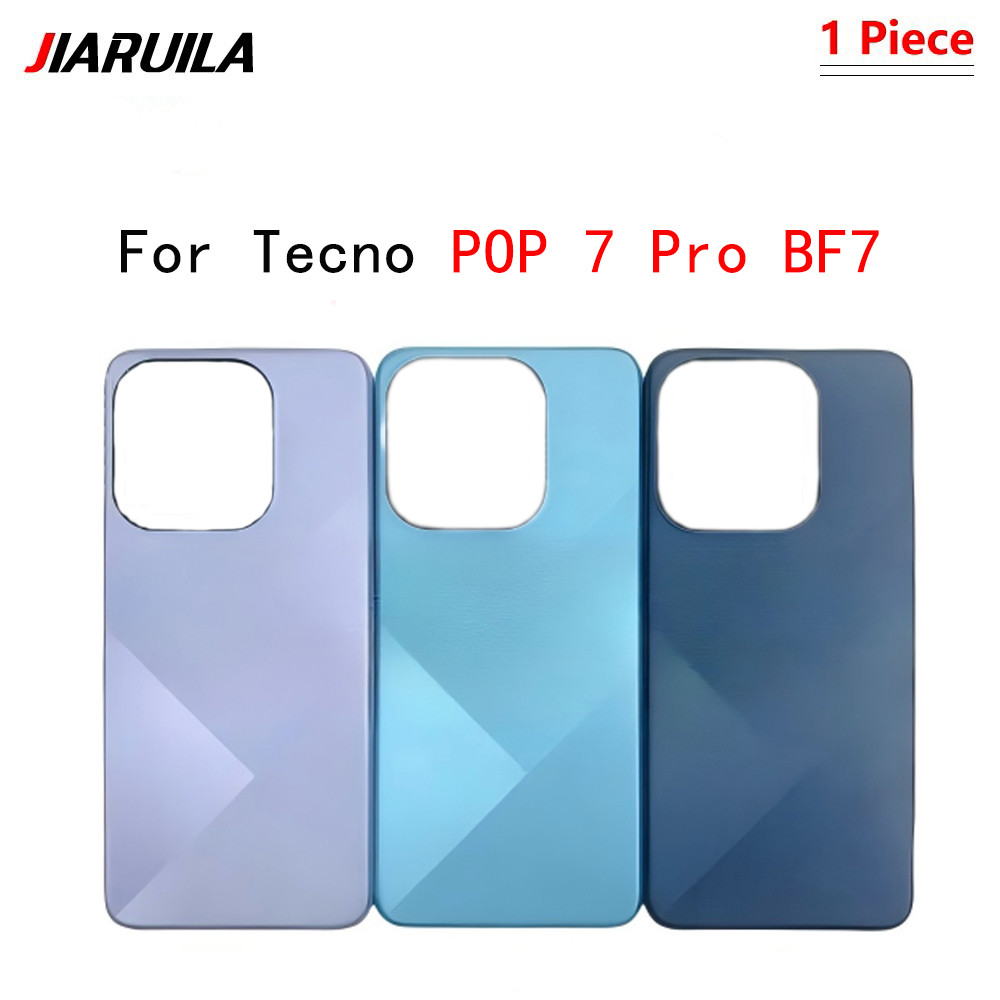 ฝาหลังสําหรับ Tecno POP 7 Pro BF7 แบตเตอรี่กระจกด้านหลังประตูเปลี่ยนโลโก้