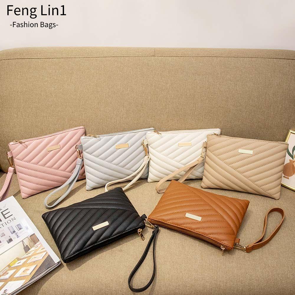Fengling กระเป๋าสตางค์หนัง ทรงคลัทช์ มีสายคล้องข้อมือ สําหรับผู้หญิง เดินทาง