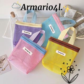 กระเป๋าใส่แป้งตาข่าย อาร์มาริโอ กระเป๋าถือความจุขนาดใหญ่โปร่…