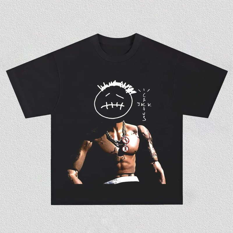 Travis Scott อัลบั้มกราฟิกผ้าฝ้าย 100% เสื้อ unisex Y2k ใหม่ O-คอแขนสั้นผู้ชาย hip-hop เสื้อยืดพัดลม
