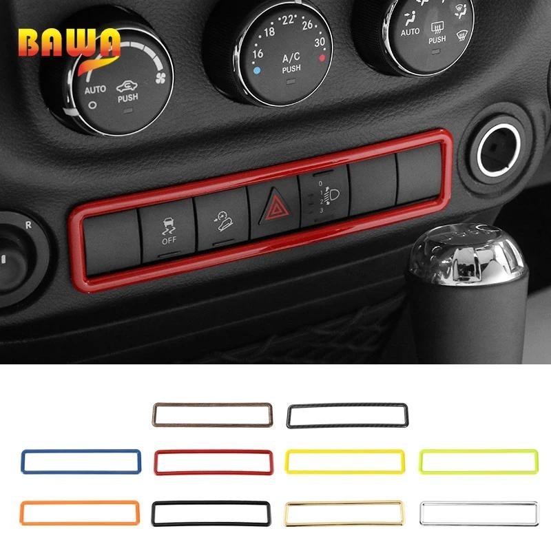 BAWA ไฟฉุกเฉินปุ่มกรอบสติกเกอร์สําหรับ Jeep Wrangler JK 2011-2017 สวิตช์ไฟสติกเกอร์ตกแต่งสําหรับ Jee