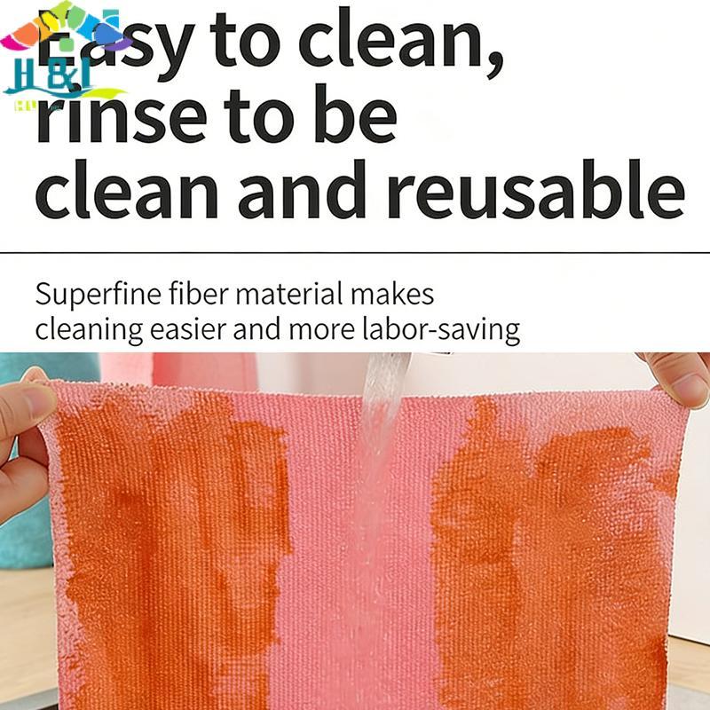H&L ผ้าเช็ดจานแบบถอดได้ 25x25 ซม. ผ้าเช็ดตัวไมโครไฟเบอร์แบบใช้ซ้ําได้ดูดซับ {th}
