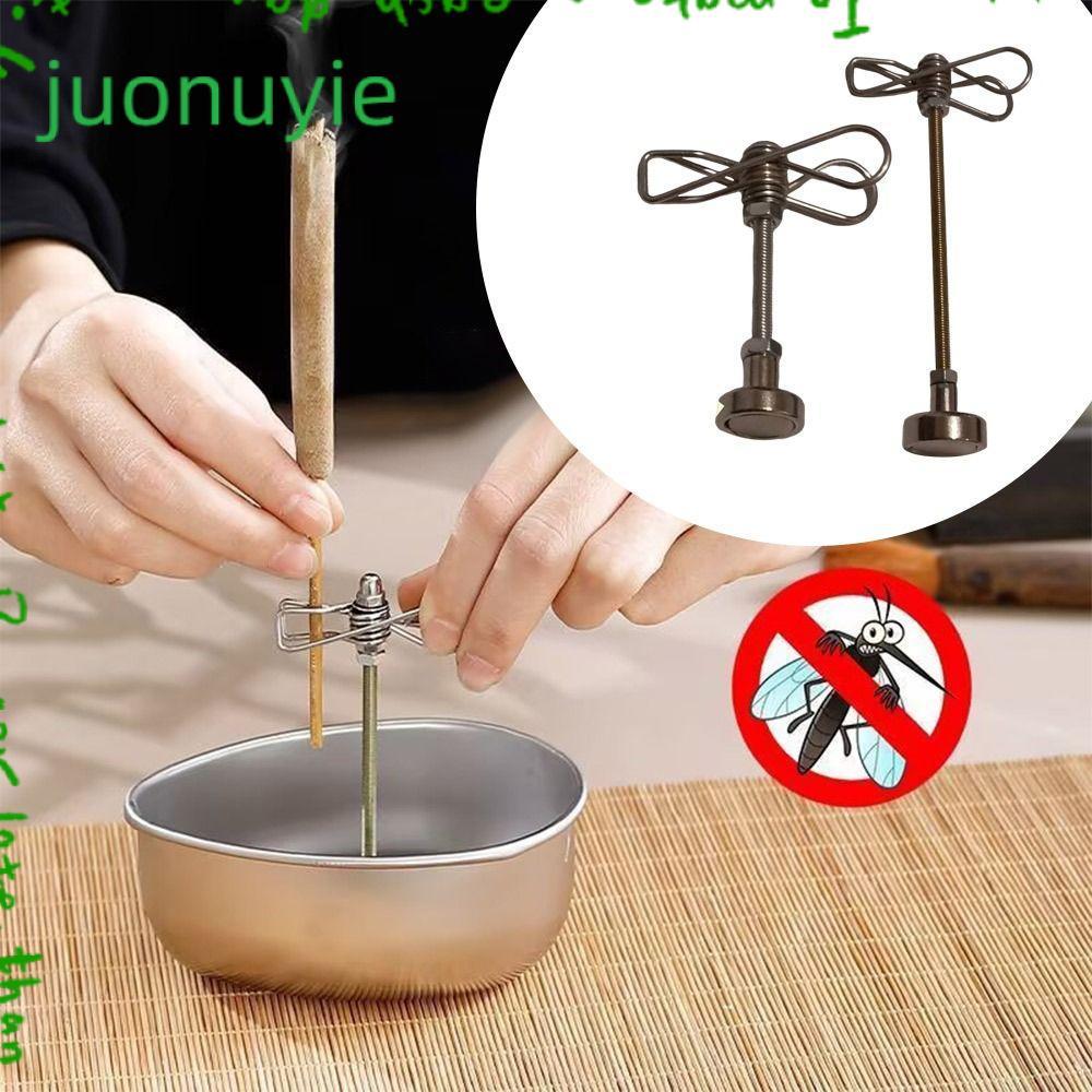 JUONUYIE ขายึดขดลวดกันยุง, คลิปหนีบธูปมัลติฟังก์ชั่นแม่เหล็ก, ฐานถาดขี้เถ้าสแตนเลสแบบพกพาธูปบ้านยากันยุง