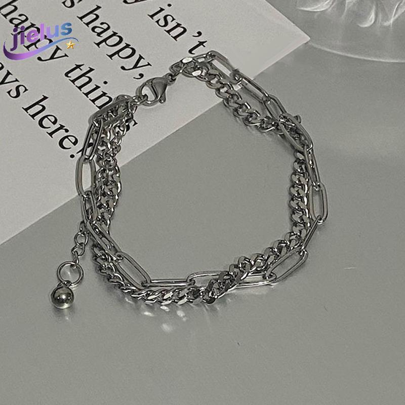 [Jielus] สร้อยข้อมือเพทายสองชั้น Niche Design Gem Wrap Lovers Girl Bracelet PK