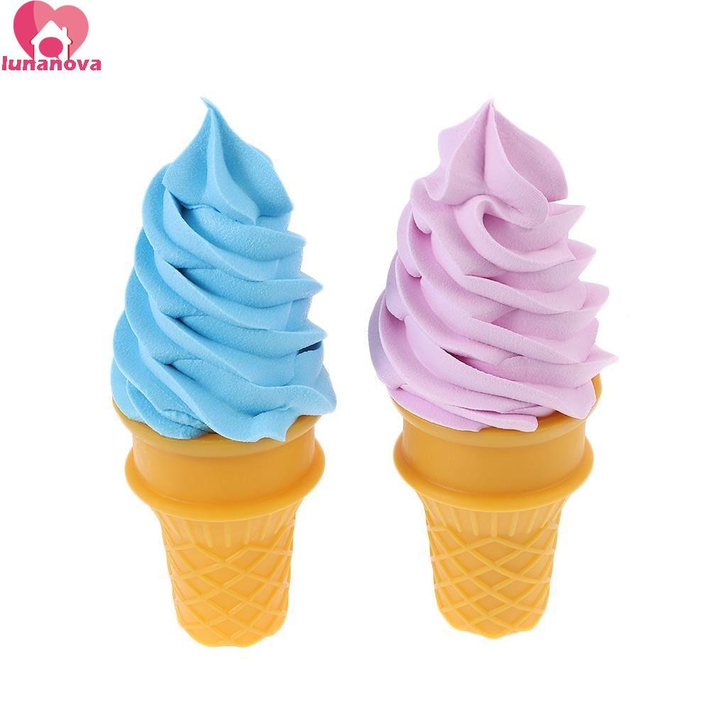 LUNANOVA จําลองไอศกรีม, อาหารปลอมโมเดลไอศกรีมกรอบ, ของเล่นเด็กสมจริงที่มีสีสันวัสดุ PVC อาหารเทียมรุ่นแสดง Props