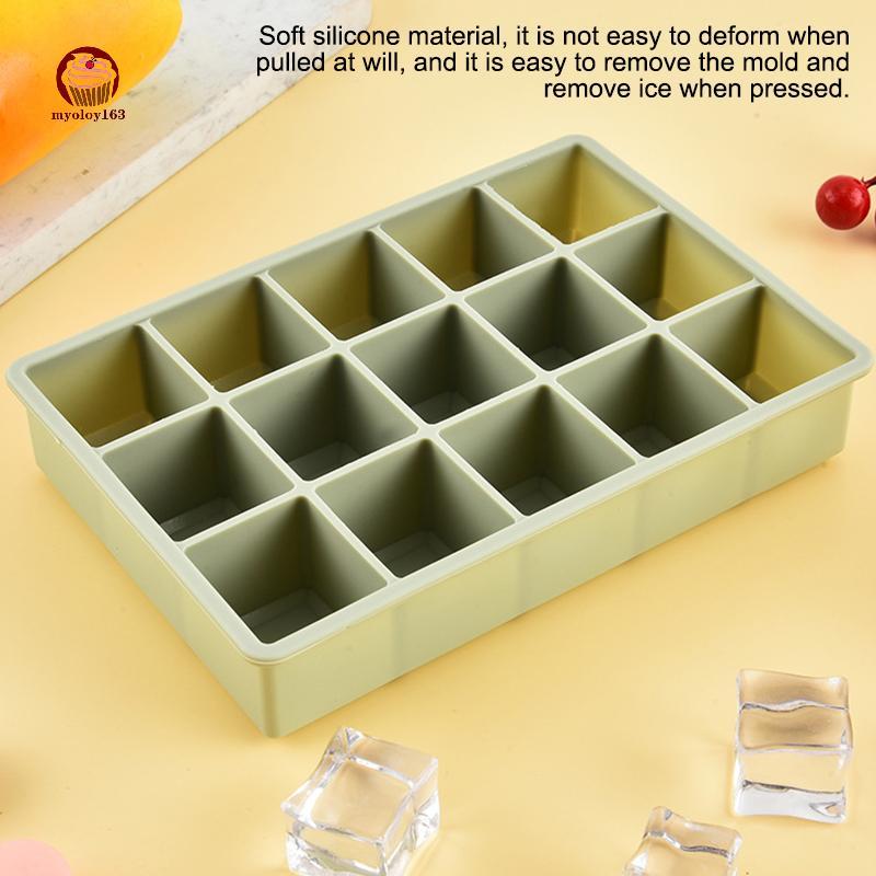 Myoloy Ice Cube ถาด, Easy Release 15 ยืดหยุ่นซิลิโคน ICE CUBE แม่พิมพ์ฝาปิดที่ถอดออกได้นํากลับมาใช้ใหม่แช่แข็งถาดน้ําแข็ง Staable สําหรับ Wh TH