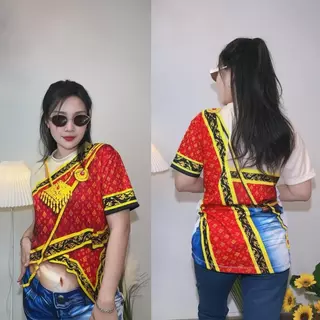เสื้อผ้ายืดแฟชั่น ผู้หญิง คอกลอม ลายสไบ สำเร็จรูป ไทยแลนด์ ชุดไทย กางเกงยีนส์ สงกรานต์ พร้อมส่ง ส่งสินค้าจากไทย S-8XL