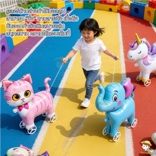 SWEETYBAYI บอลลูนเดินสัตว์ ลูกโป่งเดินได้ มีล้อ ลูกโป่งจูงได้ ของเล่นกลางแจ้ง ลูกโป่งสัตว์เดินได้