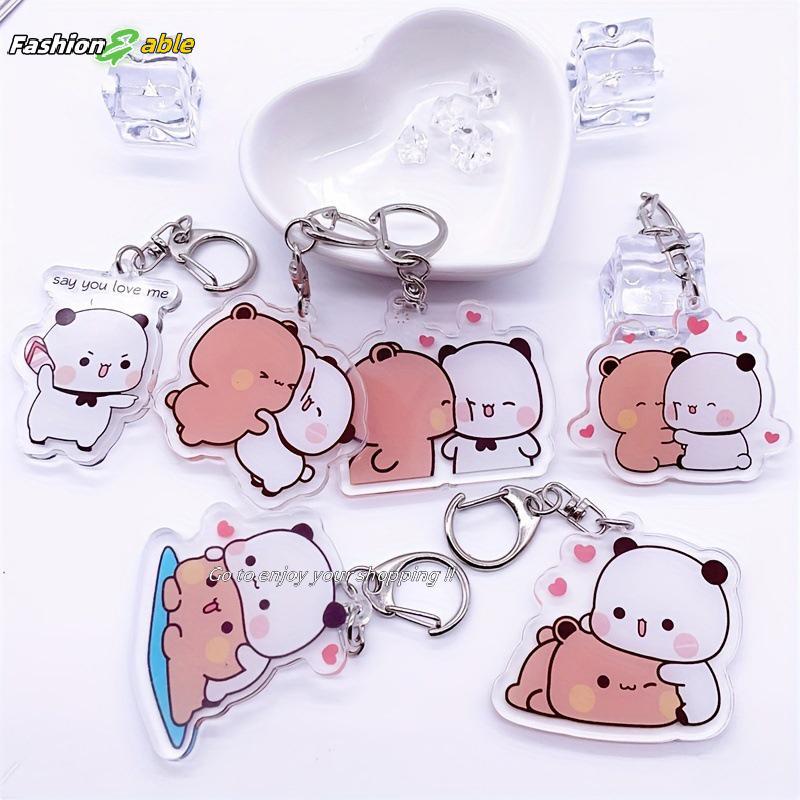 แฟชั่น.shop03 น่ารัก Bubu Dudu พวงกุญแจเด็กสีเทาหมีสีขาว Panda พวงกุญแจสําหรับอุปกรณ์เสริมกระเป๋าจี้