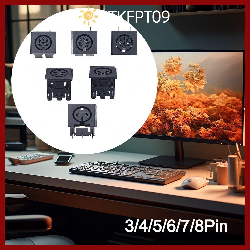 PTKFPT09 DIN หญิงซ็อกเก็ตเชื่อมต่อ, 4 P/5 P/6 P/7 P/8 P PCB แผง Mount 4 5 6 8 เสา DIN Mini แจ็ค, DIN