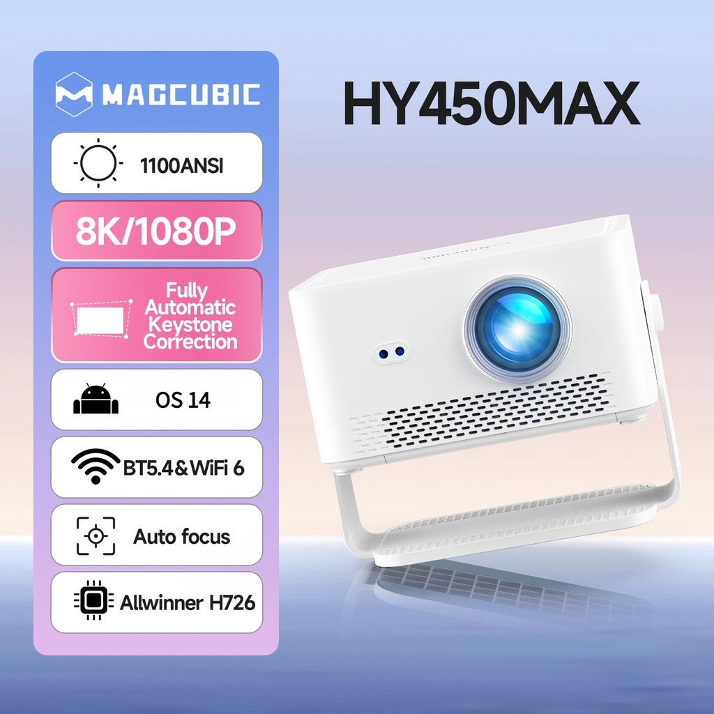 Magcubic HY450Max ปรเจคเตอร์ 1100ANSI Native 1080P Support 8K Android 14 Auto Focus WiFi 6 โฮมเธียเต