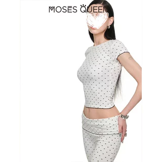 MOSESQUEEN สุภาพสตรีลูกเรือคอด้านบนน่ารักการ์ตูนแมวสุนัขและ Paw พิมพ์แฟชั่น Slim Fit นุ่ม Breathable วัสดุสไตล์หวานทุกการแข่งขันทุกวันชุดผู้หญิง #63557-63557-1