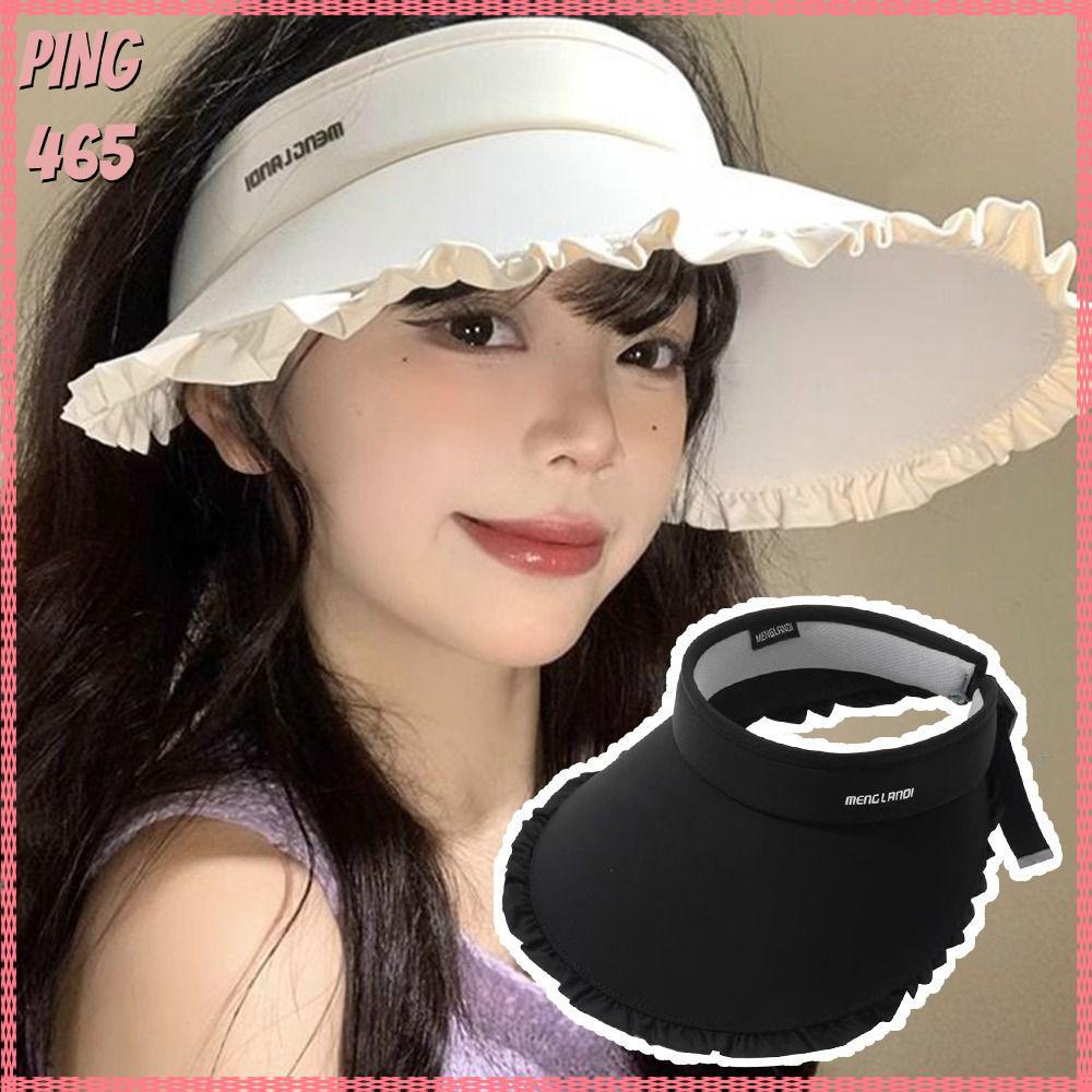 PINGD หมวกกันแดด ป้องกันแดด USF50+ ปีกกว้างกันแดดได้เต็มหน้า สามารถปรับได้ สไตล์เกาหลี แบบครึ่งหัว