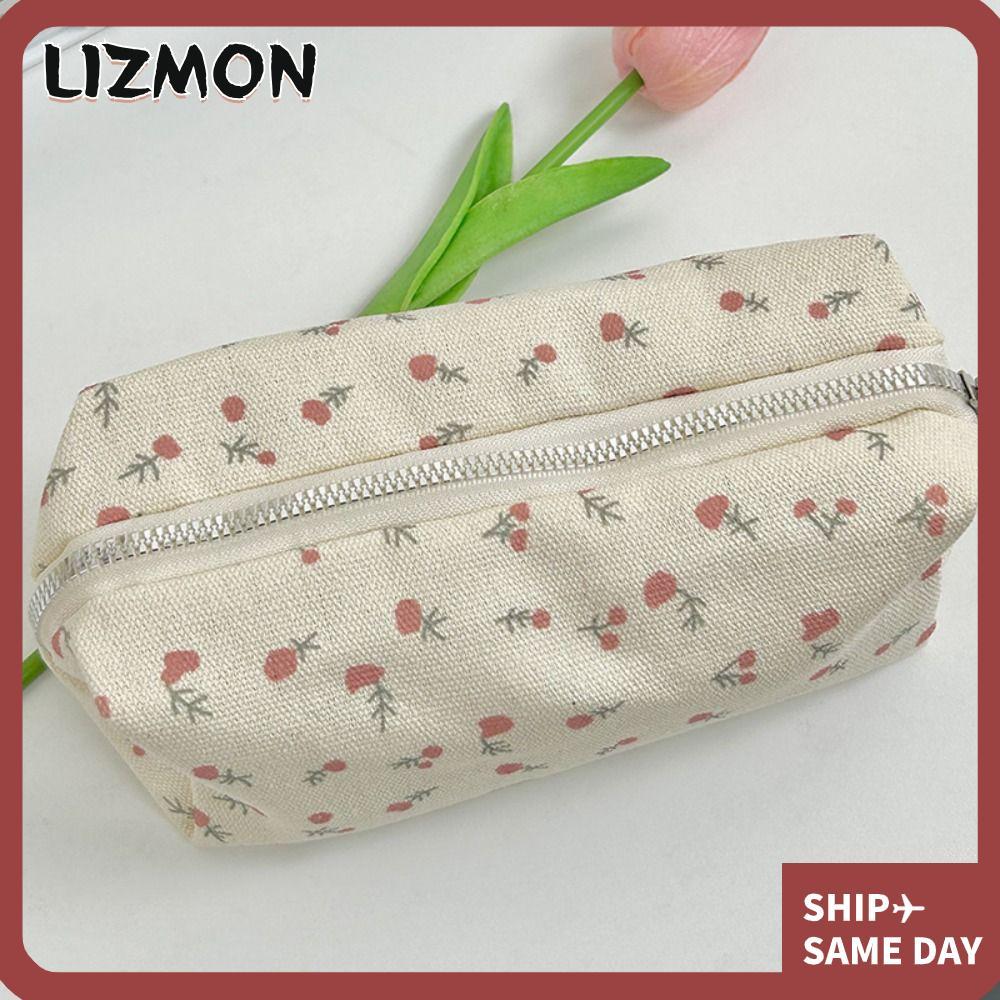 Lizmon กระเป๋าเครื่องเขียน กระเป๋าปากกา อเนกประสงค์ ขนาดใหญ่ จุของได้เยอะ พิมพ์ลายดอกไม้ สําหรับโรงเรียน สํานักงาน