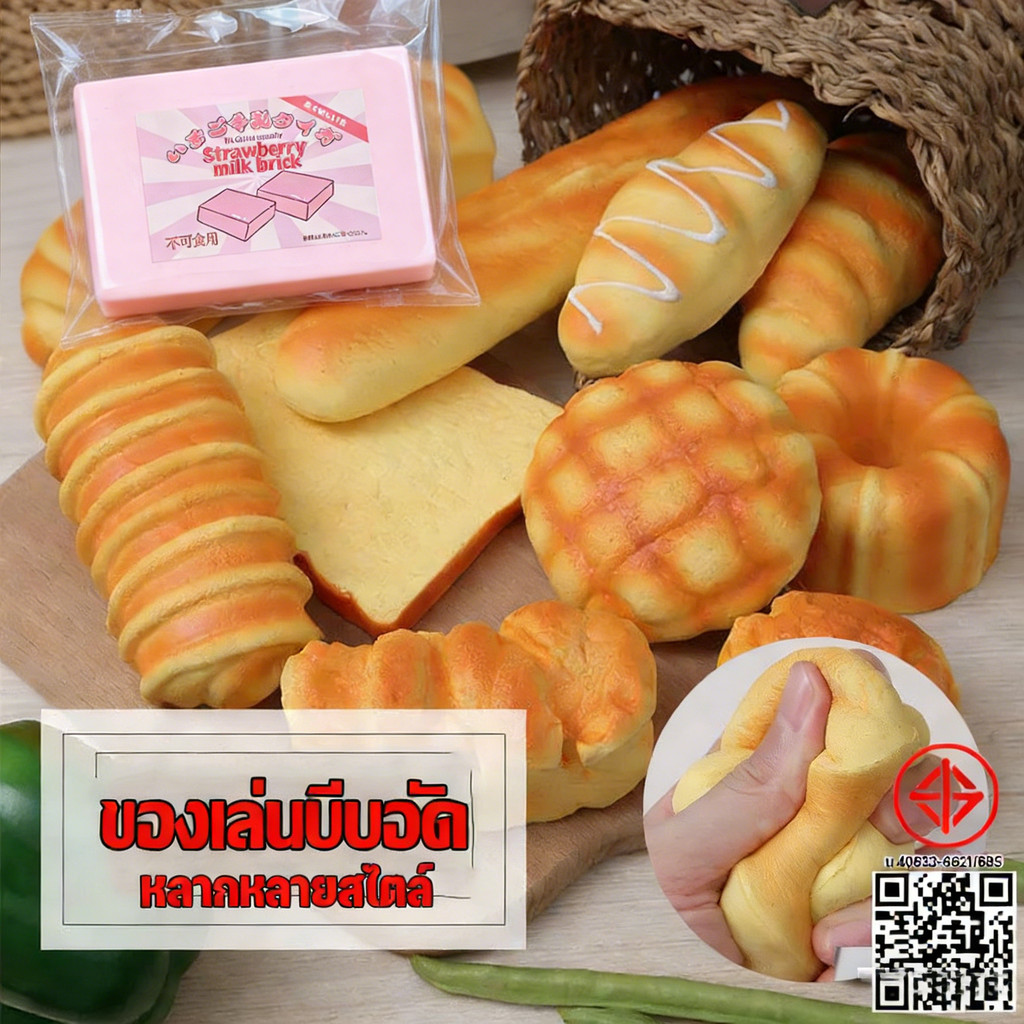 COD ของเล่นสกุชชี่  Squishy  ขนมปังสร้างสรรค์ สกุชชี่ คลายเครียด