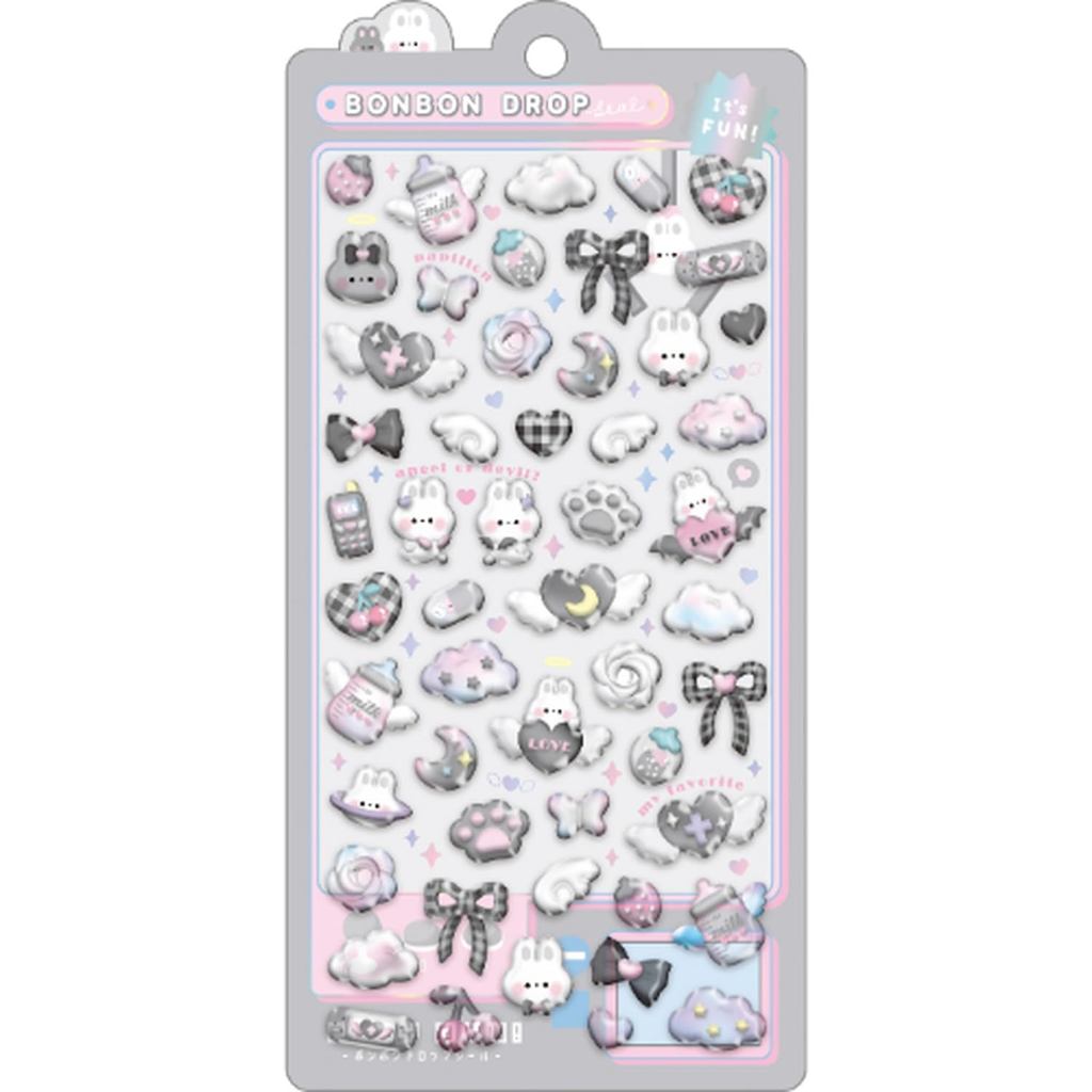 Q-Lia Bonbon Drop Stickers Black & White Bonbon 91125ㅤDirect From Japan
