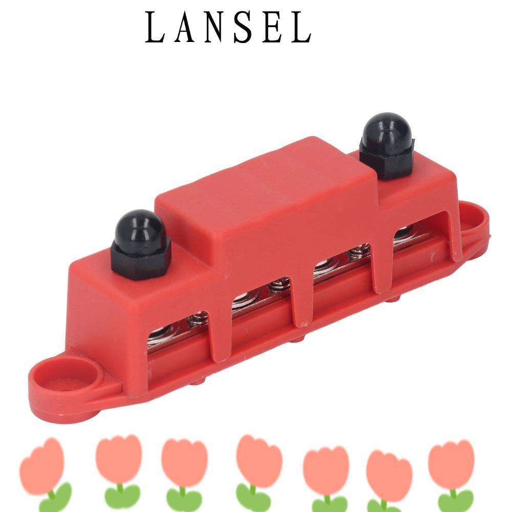 LANSEL1 M10 Studs Bus Bar, M10 3/8 สีแดง/สีดํา 4 ตําแหน่ง Bus Bar, สกรู Terminals 48VDC 250A 4 ตําแห