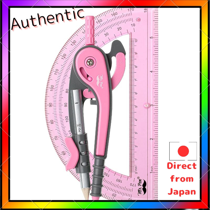 Mr. Pen- Compass and protractor set, Rogue Pink, compass geometry tool, protractor and compass set, 
