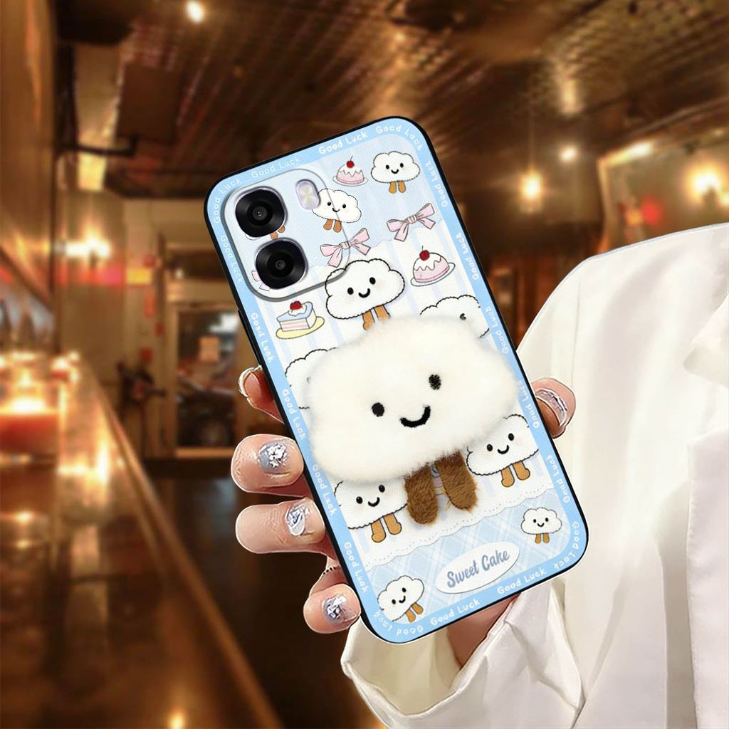 ผ้า Patch ซิลิโคนเคสโทรศัพท์สําหรับ OPPO A6X 4G Global/5G Global น่ารักเย็บปักถักร้อยปกหลังการ์ตูนป้