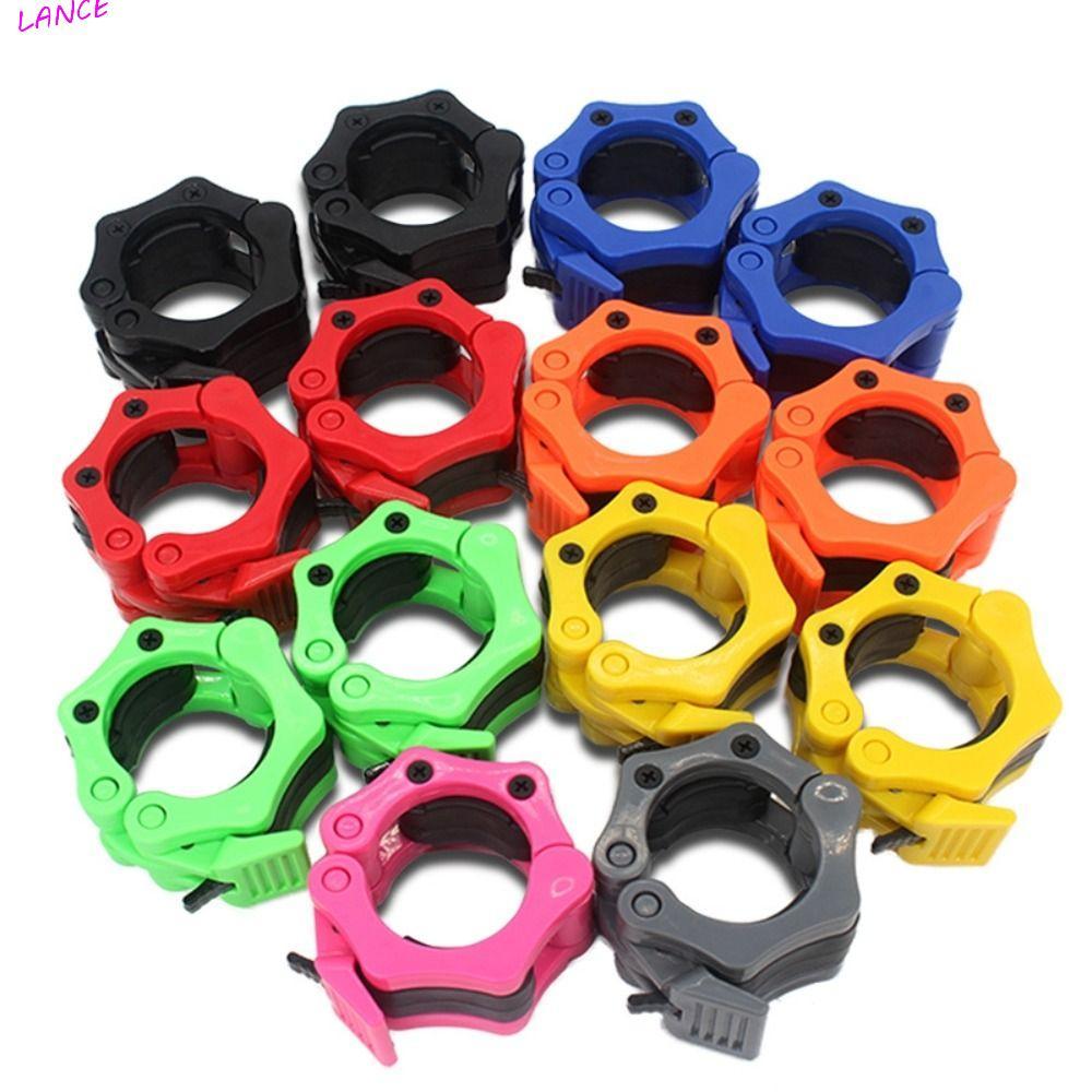 LANCE คู่ฟิตเนส Barbell Clamps ขนาด 25/30 มม., คลิปพับได้รวดเร็ว สีสันน้ำหนักเบา สำหรับEZ Curl Barแล