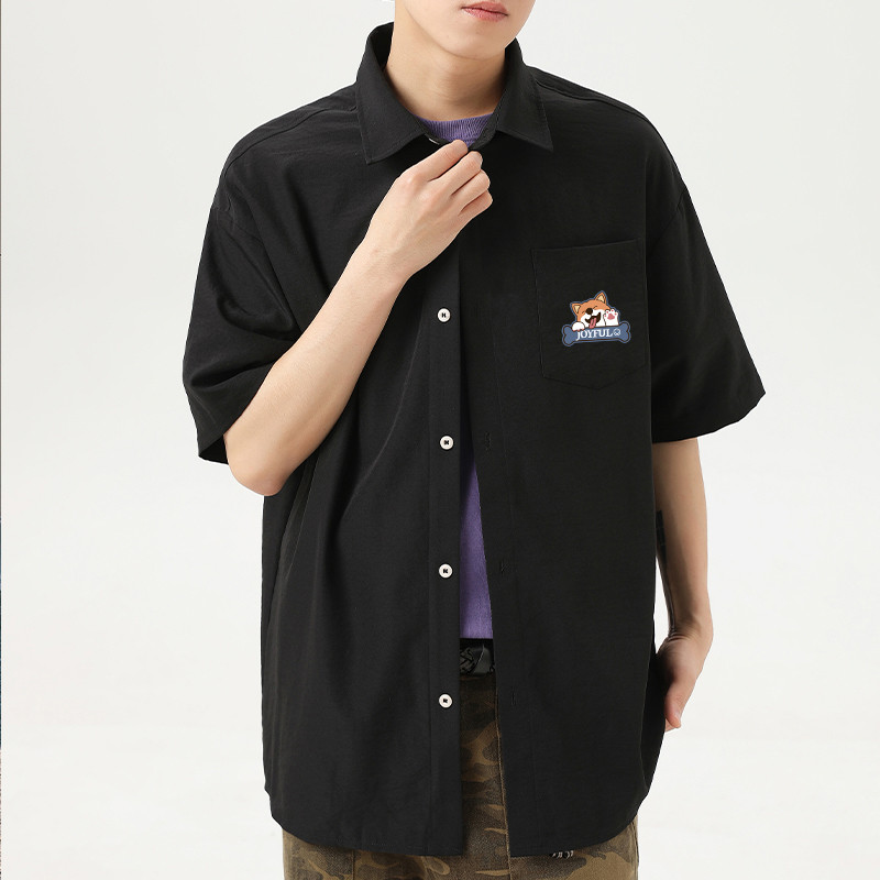 เสื้อเชิ้ตแขนสั้นผู้ชายลายคอร์กี้ Ice Silk คอปก นุ่มเย็น ระบายเหงื่อ ใส่สบาย M-5XL ราคา ถูกที่สุด ดีลบีเคเค แกลเลอรีภาพที่ 2