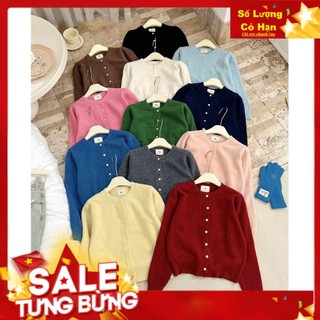 (Hàng QC L1 Có Sẵn) Áo len Cardigan len mịn Mác EGG Cúc Đồng chất dày dặn Cổ Tròn Cúc Bọc bảng màu pastel xinh xắn