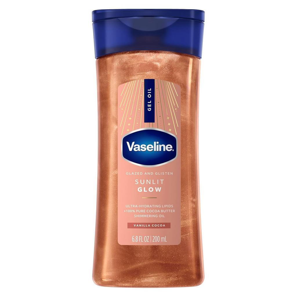 VASELINE VASELINE Glaze and Sparkling Sunlit Glow Body Gel Oil Vanilla Cocoa Sparkling บรรจุ Super M
