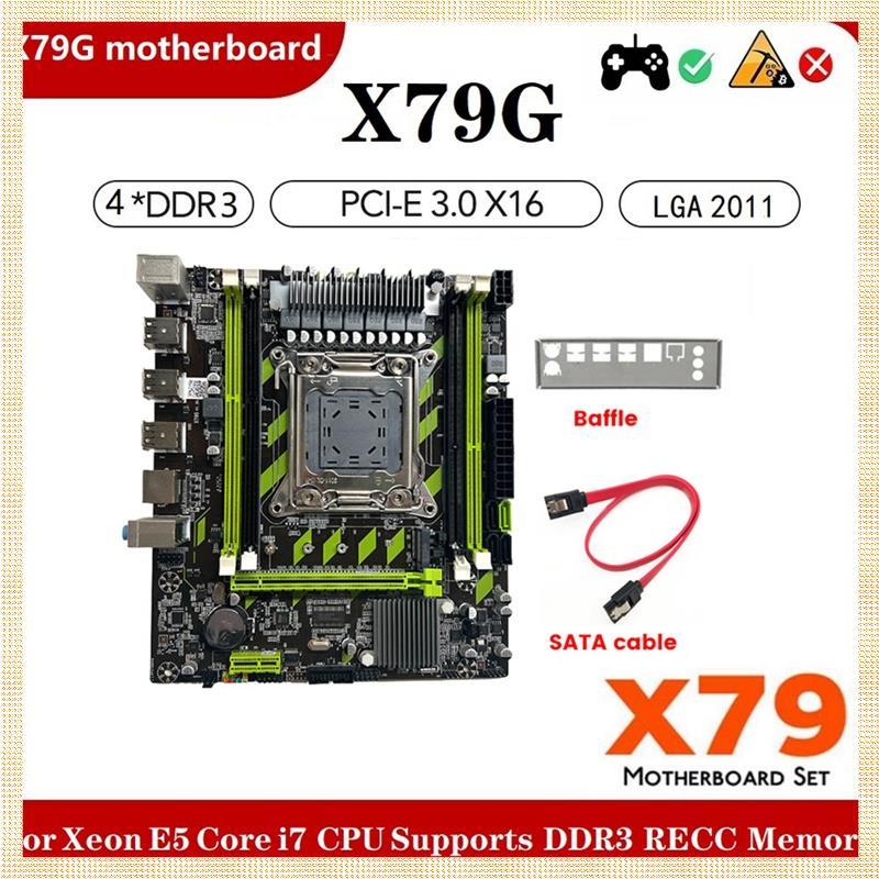 [1ejafnkblh.ph] X79G เมนบอร์ด + สาย + Bezel LGA2011 4XDDR3 RECC Slot M.2 NVME PCI-E X16 6XUSB2.0 SAT