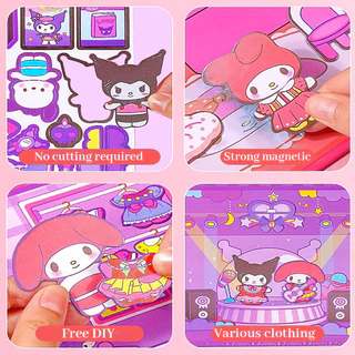 GeeToy การ์ตูนขนาดใหญ่แม่เหล็กหนังสือที่เงียบสงบ DIY กระดาษบ้านตุ๊กตาแต่งตัวสติกเกอร์ของเล่นเพื่อการศึกษาสําหรับของขวัญเด็ก