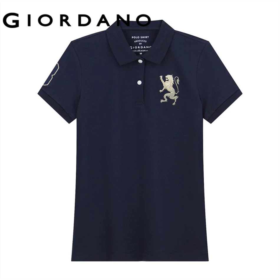 GIORDANO เสื้อโปโลผู้หญิง Women's Cotton 3D Lion Slim Polo 05315222