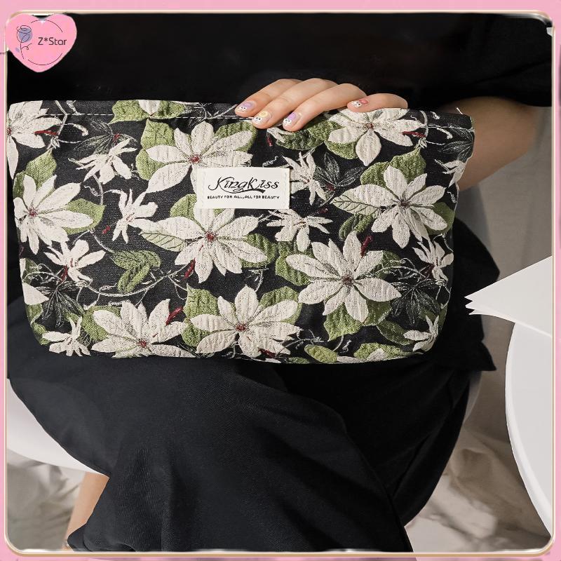 Z * Star กระเป๋าเครื่องสําอางผ้าขนาดใหญ่มีซิปสําหรับเครื่องสําอางและอุปกรณ์เสริมนี้คลัทช์นุ่มเป็นกระ