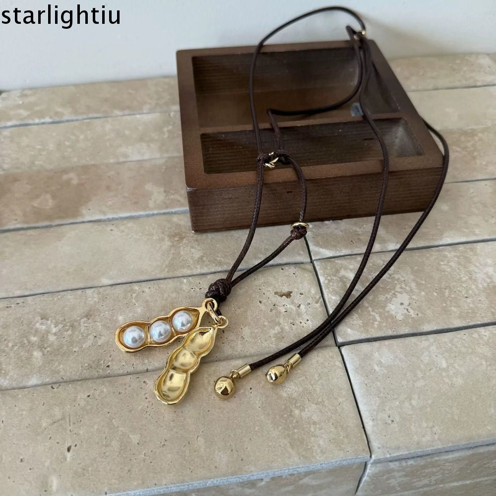 ESTHER Pea Pod Necklace สร้อยคอโลหะผสมเชือก ออกแบบอย่างประณีตสำหรับผู้หญิง
