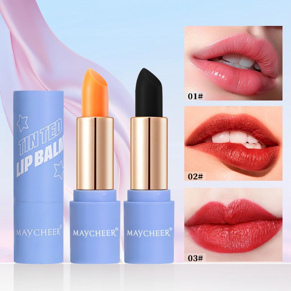 J0JL 0.00[สินค้าแนะนํา] ลิปสติกแต่งหน้า MAYCHEER 3 สี ติดทนนาน กันน้ํา เม็ดสี ความชื้นสูง ให้ความชุ่
