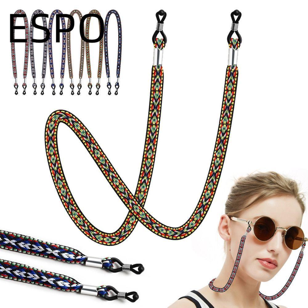ESPO สายคล้องแว่นตาแบบโซ่ Boho สำหรับผู้หญิงและผู้ชาย สายคล้องป้องกันหาย พร้อมข้อดึง เพื่ออุปกรณ์เสริมแว่นตา