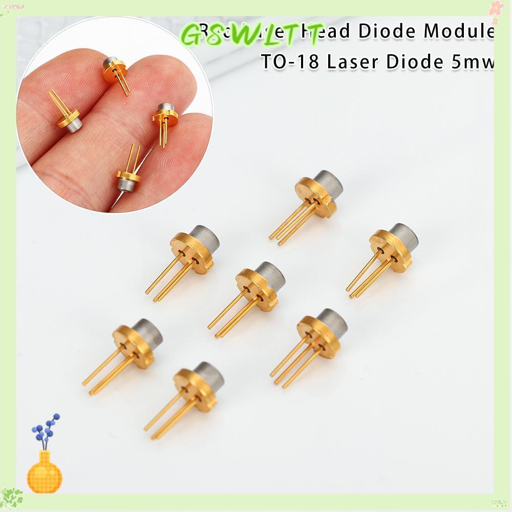 GSWLTT 1/2/5/10 ชิ้นหัวเลเซอร์สีแดงคุณภาพสูง 5MW 650nm 2.2V TO-18 เลเซอร์ไดโอด