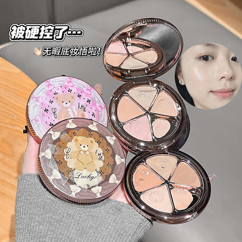LUCKGO สีชมพู Sweetheart คอนซีลเลอร์ Palette ฝาครอบรอยสักใบหน้ากระสิวความหมองคล้ํา Tear Groove คอนซี