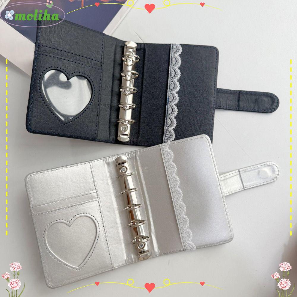 MOLIHA M5 Binder Cover, PU หนังกันน้ําโน้ตบุ๊คลูกไม้ Binder Cover, Creative ของขวัญเงินสี DIY รีฟิล 