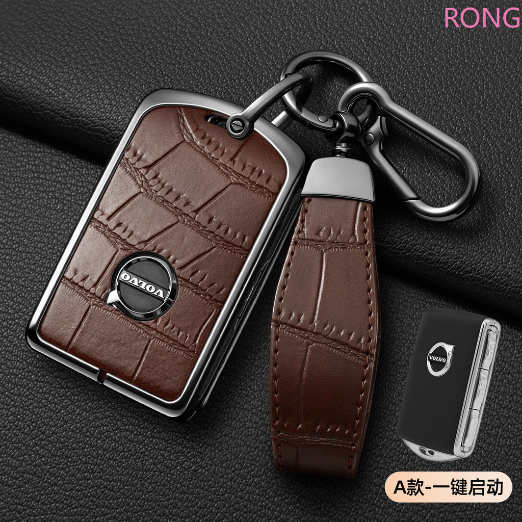 สังกะสีอัลลอยด์หนังรถ Remote Key สําหรับ Volvo S90 S60 XC60 XC90 XC40 C40 V60 V90 T6 T8 Auto Accessaries พวงกุญแจ