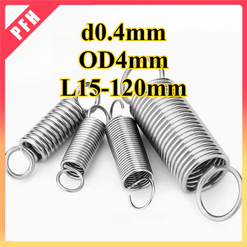 Extension Tension Spring SS 304 d=0.4mm,OD4mm,L=15~120mm สปริงดึงพร้อมตะขอ ทาประตูโรงรถ บุนสี เครื่องแกว่ง/สปริงแสตนเลส สปริงดีด ลวดสปริง สปริงดึง สปริงดึง สแตนเลส 304  (ZH-PFH1)