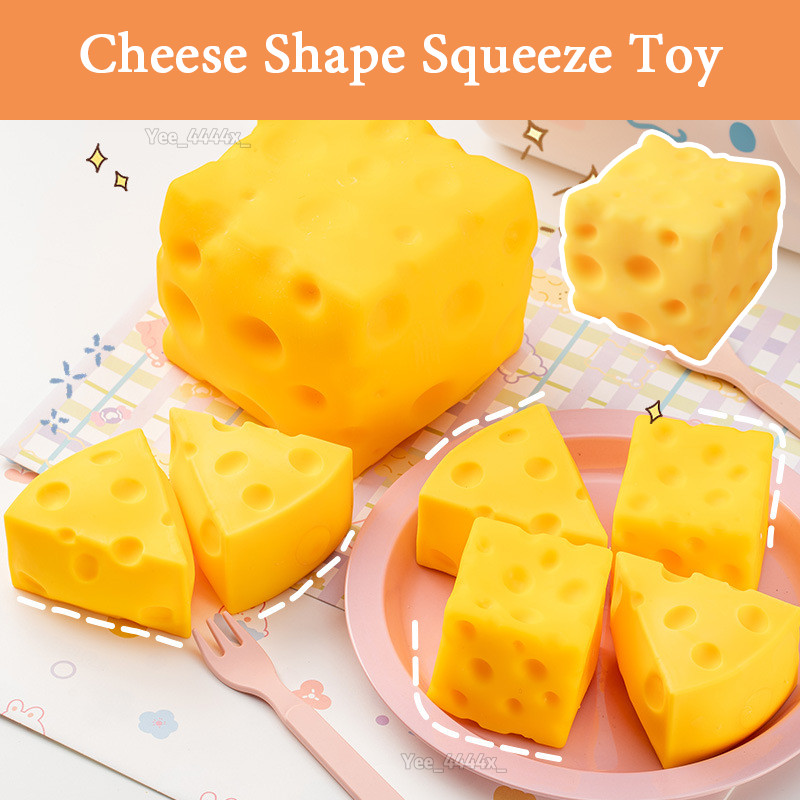 Squishy Cheese Cube Fidget ของเล่นจําลองชีสรูปร่างลูกบอลความเครียดของเล่นบีบอัดสําหรับเด็กผู้ใหญ่นัก