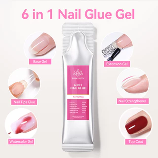 【Local】BORN PRETTY 15g 6 IN 1 Super Top Coat Base Gel No Wipe Top Coat Refilled Package Glossy Long lasting Top Coat Functional Gel Nail Supplies