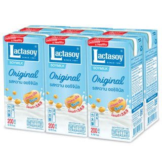 แลคตาซอยนมถั่วเหลืองยูเอชทีรสหวาน 200มล.แพค6 Lactasoy Soy Mi…